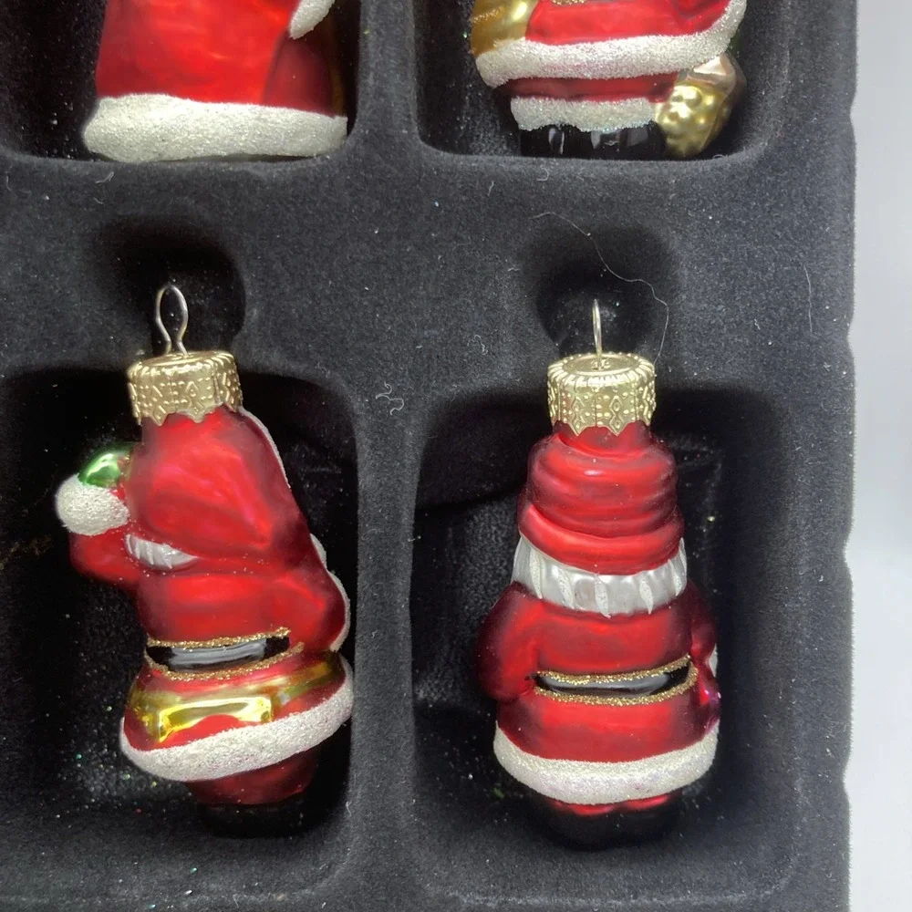 MACY'S Holiday Lane Christmas Box Set of 12 Glass Santa Claus 2